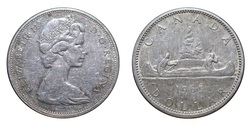 1965-1966 Canada Elizabeth II, silver Dollar, aVF