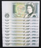 Bank of England, £1 Banknotes (10) Consecutive notes of D.H.F Somerset - 1981 to 88 'BZ32 569490-99' in Crisp UNC