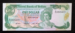 BELIZE $1 P46c 1st January 1987 Central Prefix Bank A/15 QEII Crisp Uncirculated
