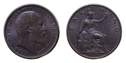 1906 Edward VII Mint toned Farthing, VF
