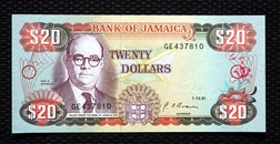 Jamaica 20 Dollars "Noel N Nethersole" Banknote 1991 (p72d) Crisp UNC