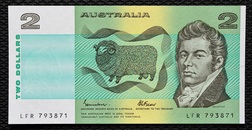 Australia, $2 Two Dollars (1985) Johnston & Fraser Pick 43a [LFR 793871] Crisp Uncirculated