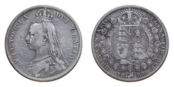 1890 Victoria silver Half crown, Fine obv ek