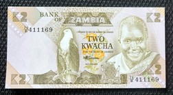 Zambia, Bank of Zambia 2 Kwacha, Crisp UNC