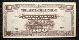 Malaya Japanese Invasion Money 100 Dollars 1940's MT. VF