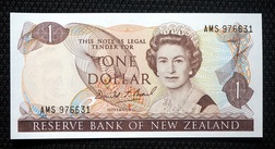 Queen Elizabeth II 1989 New Zealand $1 Banknote Crisp Uncirculated Condition