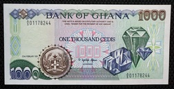 Ghana, 1000 CEDIS 22nd February 1991 Pick# 29a Crisp Uncirculated