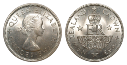 New Zealand, 1953 Crown, UNC 'Queen Elizabeth II. Coronation' Copper-Nickel