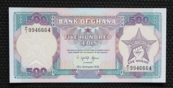Ghana, 500 CEDIS 1991 Pick 28c Crisp Uncirculated